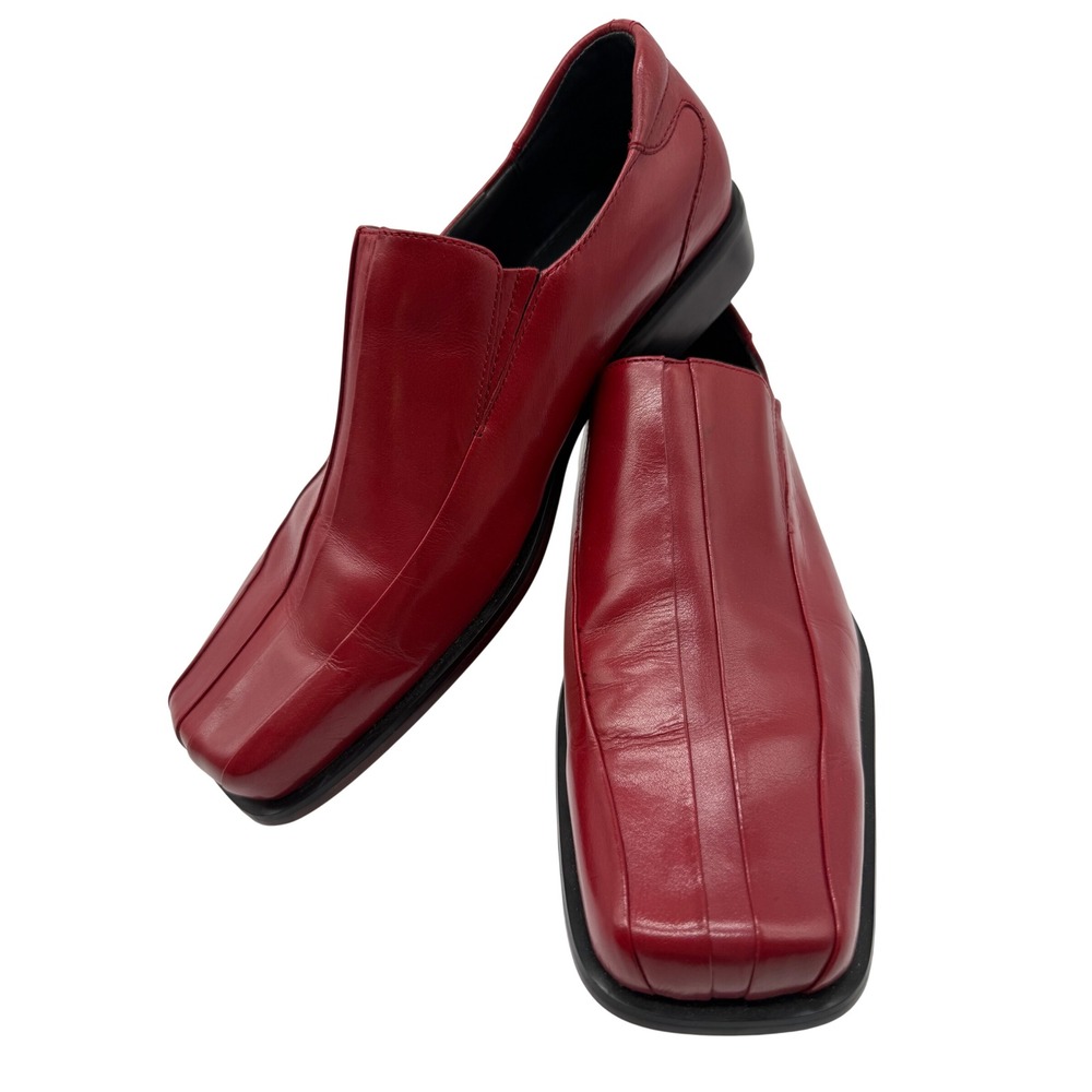 Giorgio Brutini Loafers Mens 10M Red Excellent Square Toe Leather Slip On Shoes